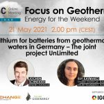 Webinar – Lithium from geothermal in Germany, May 21, 2021