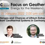 Webinar – Challenges and Chances of Lithium Extraction from Geothermal Systems in Germany, Jan 21, 2022