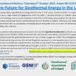 Webinar – The Future for Geothermal Energy in the UK, October 6, 2022